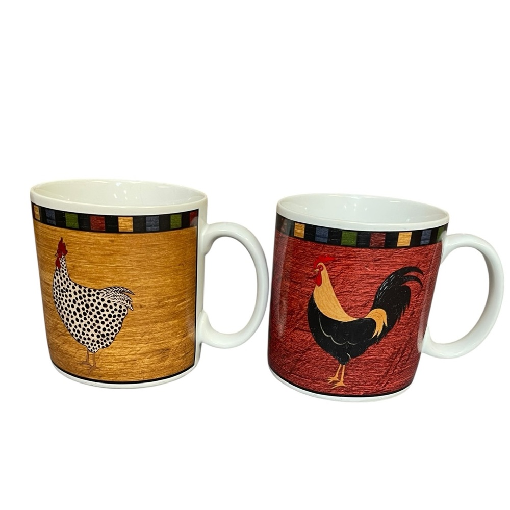 Warren Kimble for Brandon House pair of chicken coffee mugs